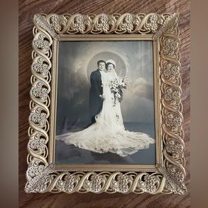 Antique Light Gold Cast Picture Frame- 10.5x12.5 - Wedding Photo